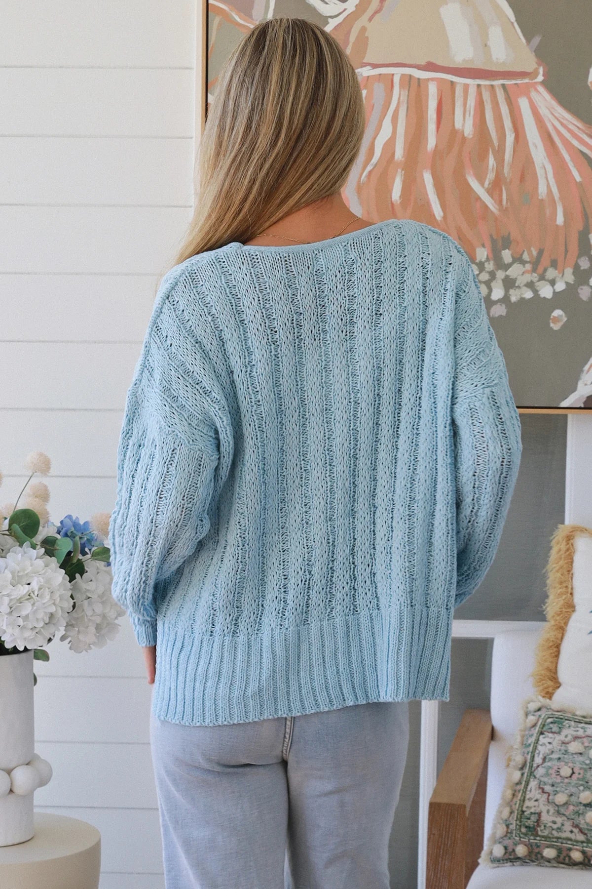 Coastal Calm blue Knit Sweater