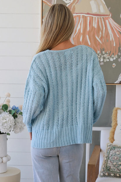 Coastal Calm blue Knit Sweater