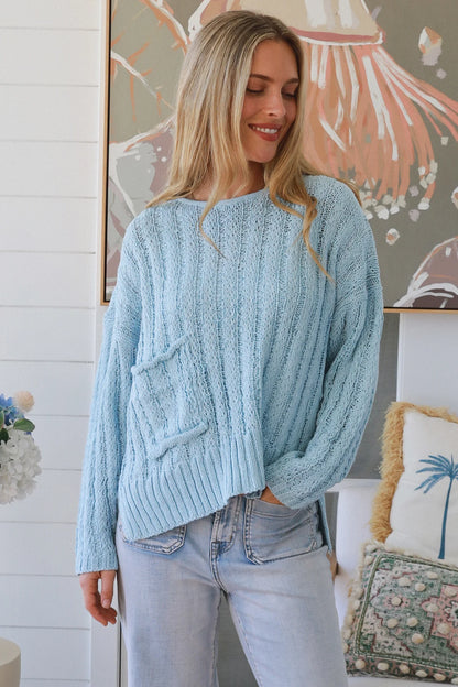 Coastal Calm blue Knit Sweater