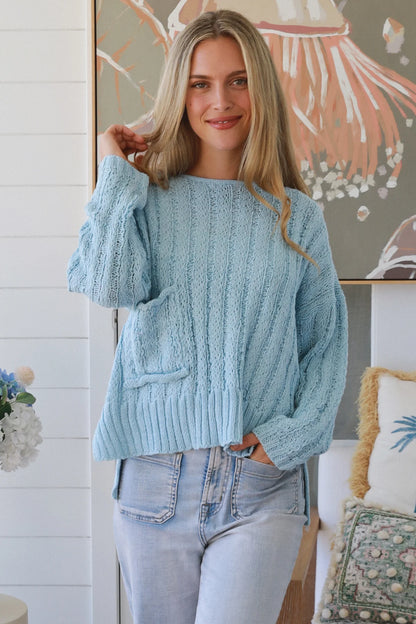 Coastal Calm blue Knit Sweater