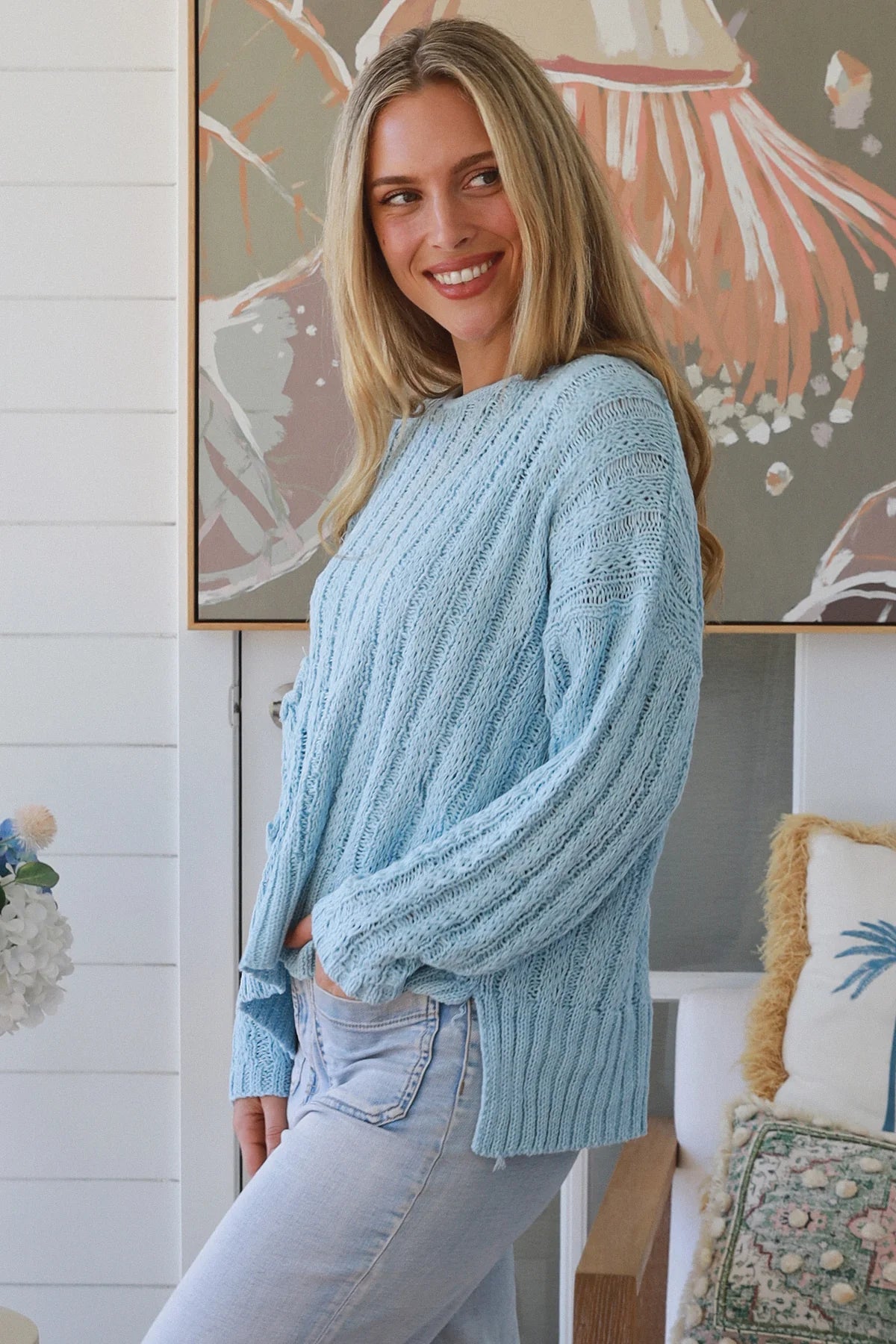 Coastal Calm blue Knit Sweater