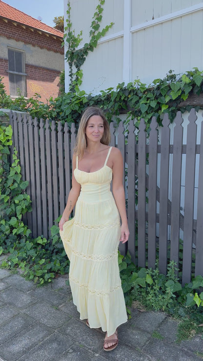 Sorrento Lemon Lace Maxi Dress