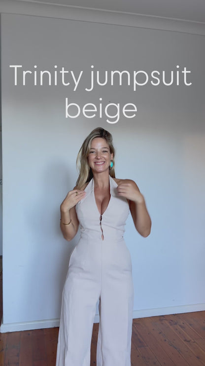 Trinity Beige halter jumpsuit