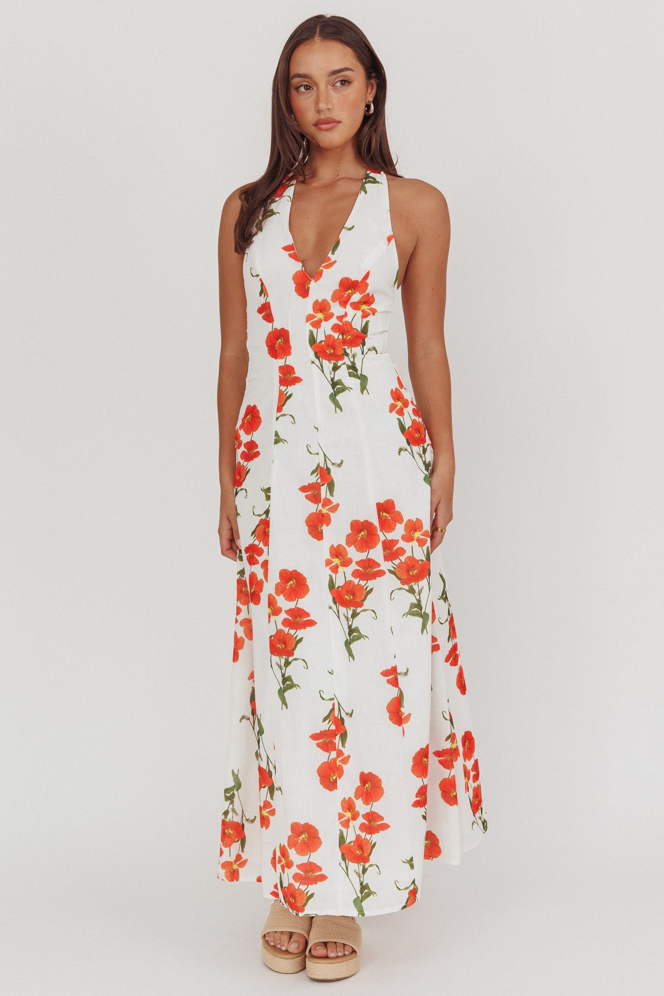Valencia Orange Bloom Maxi Dress