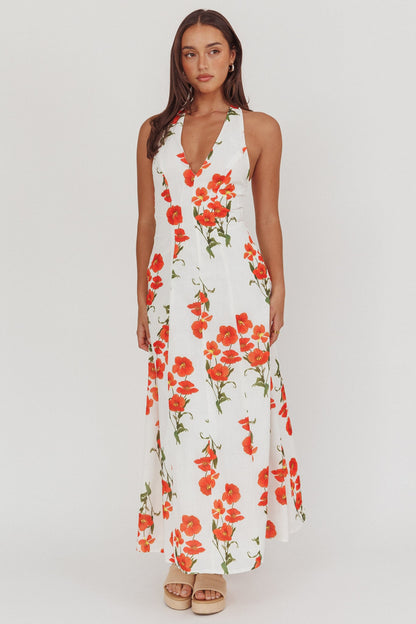 Valencia Orange Bloom Maxi Dress