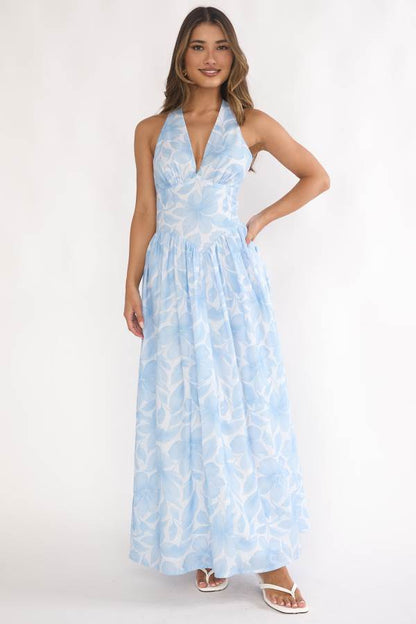 Blue Breeze halter maxi dress