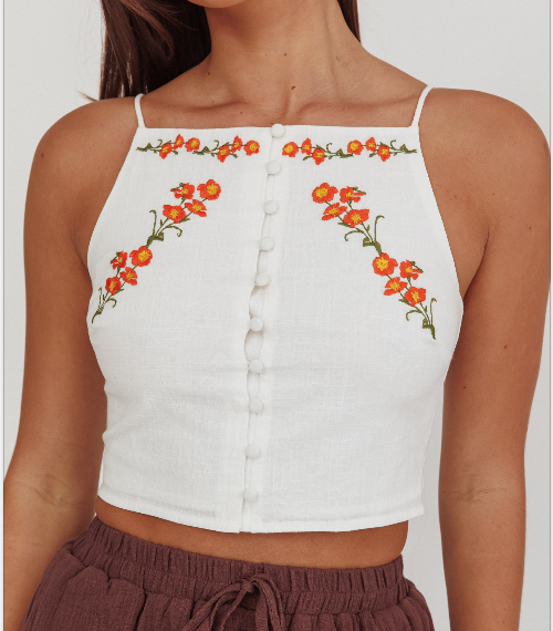 Floral Embroidered Crop Top